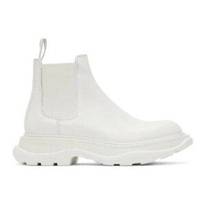 Alexander McQueen Tread Chelsea Boots Size 38 US 8 Womens Ivory